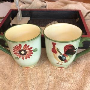 Pfaltzgraff Daybreak 4.5”x6” Rooster Coffee Mugs